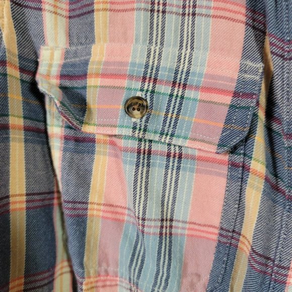 🎉🌟 HOST PICK 🎉🌟Chaps Denim  Ralph Lauren Pink and Blue Plaid Shirt Size L - Picture 4 of 7